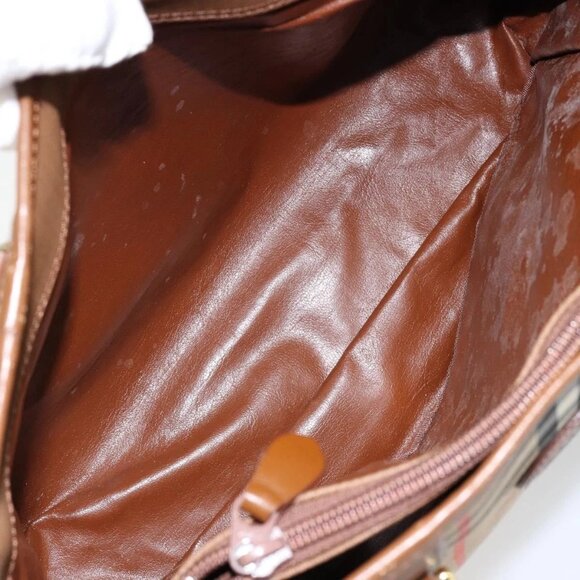 Burberrys Nova Check Hand Bag Canvas Gold Beige Auth ep11255 - Picture 12 of 15